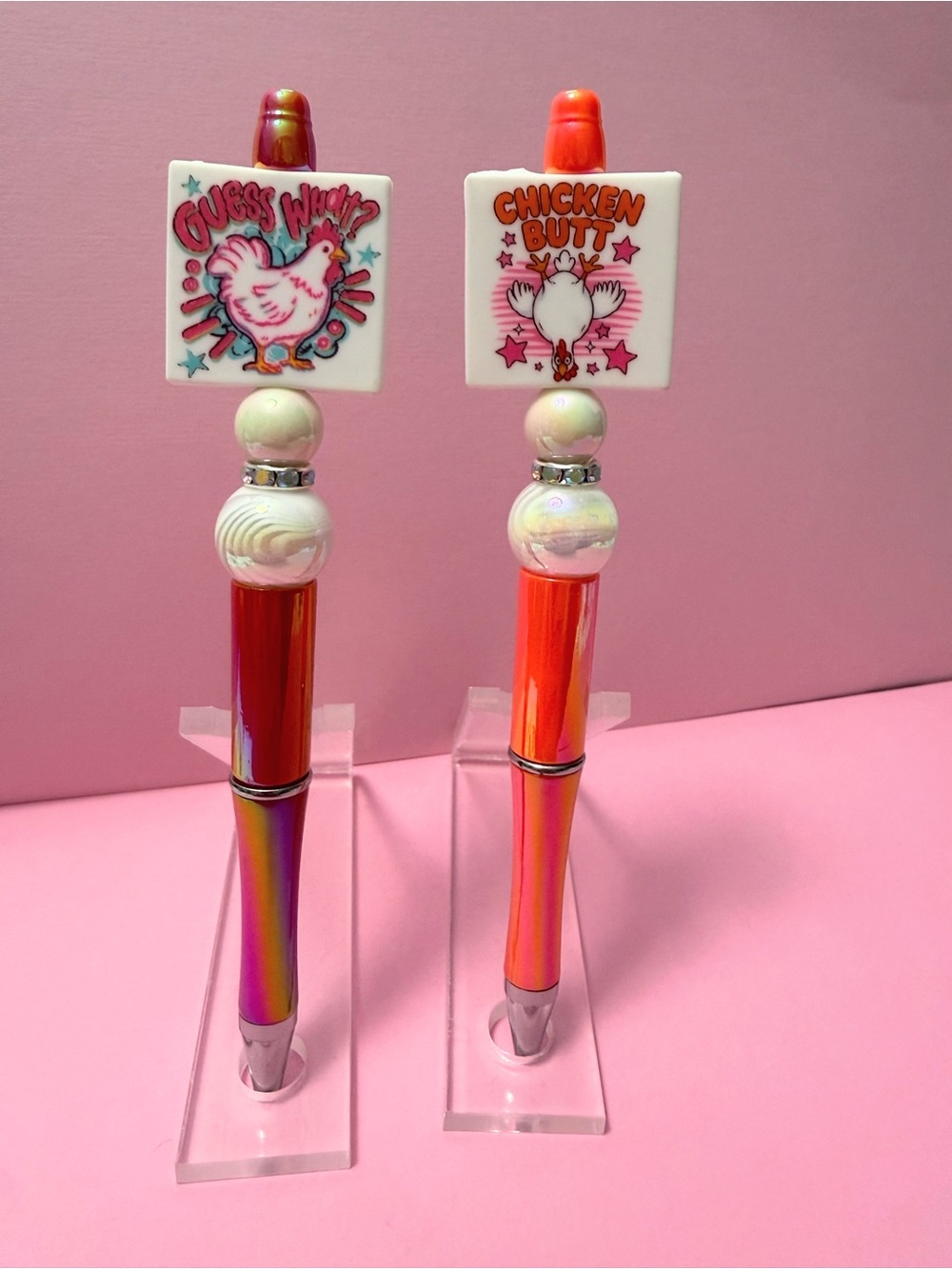 New Beaded Chicken Joke Pen Set